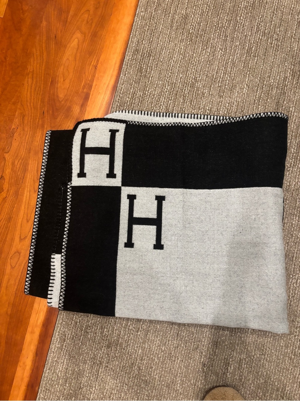 H Logo Black and Gray Home Accent Throw Blanket